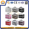 Middle Pink Aluminum Carrying Cosmetic Makeup Box for Travel (HB-3166)